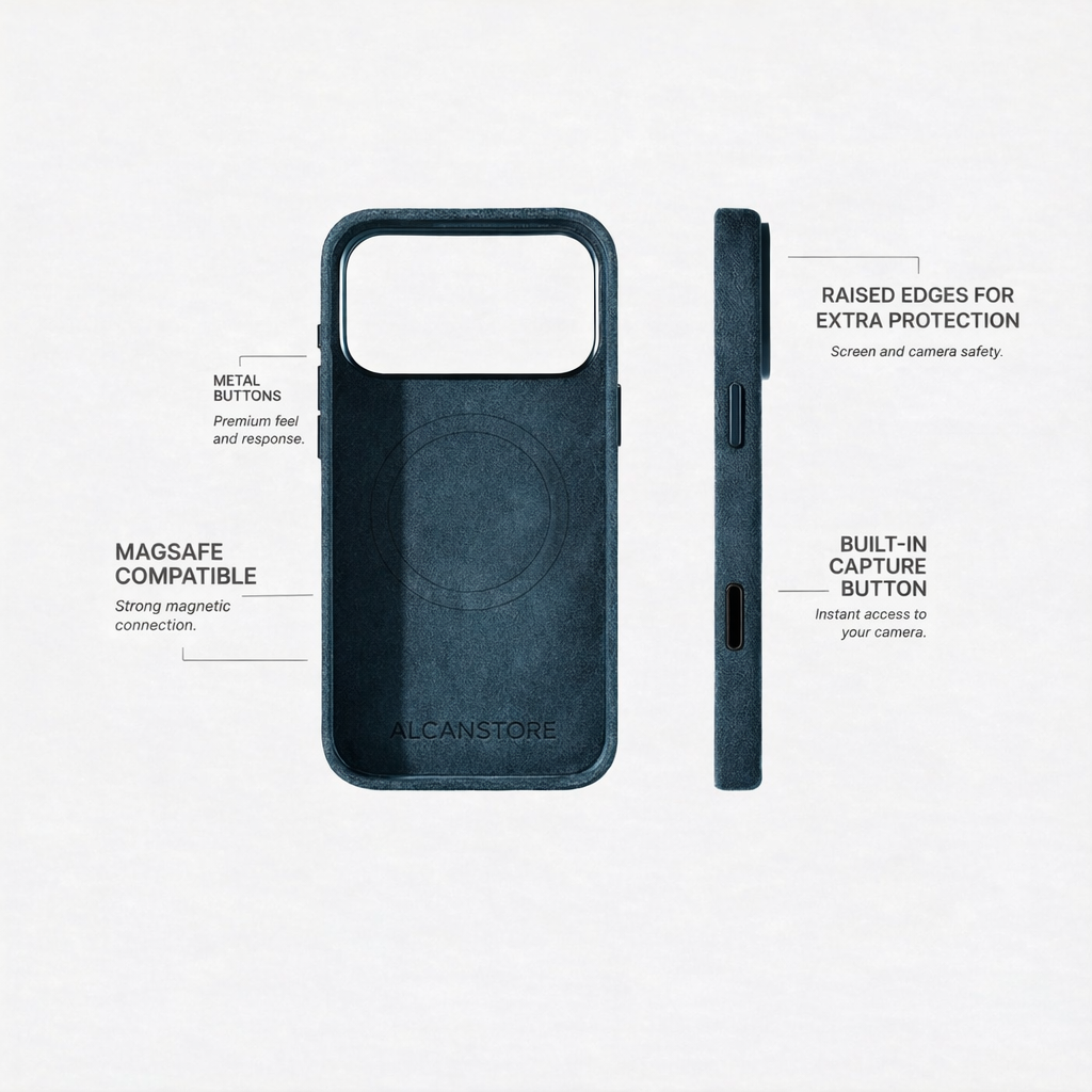 iPhone Alcantara Case - Navy Blue