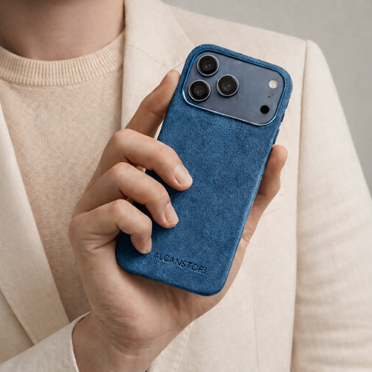 iPhone Alcantara Case - Ocean blue
