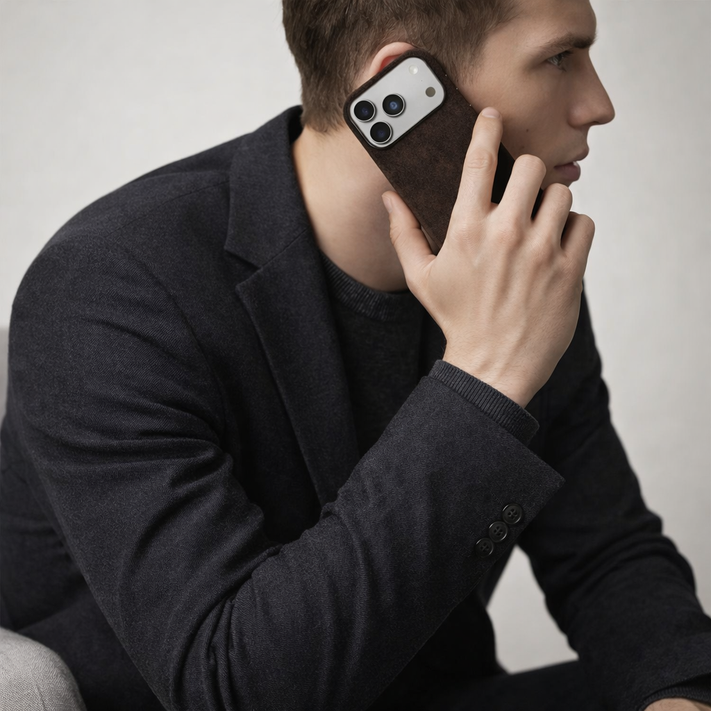 iPhone Alcantara Case - Chocolate Brown
